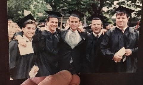 College graduation picture from 1990 on the lawn at UVA
