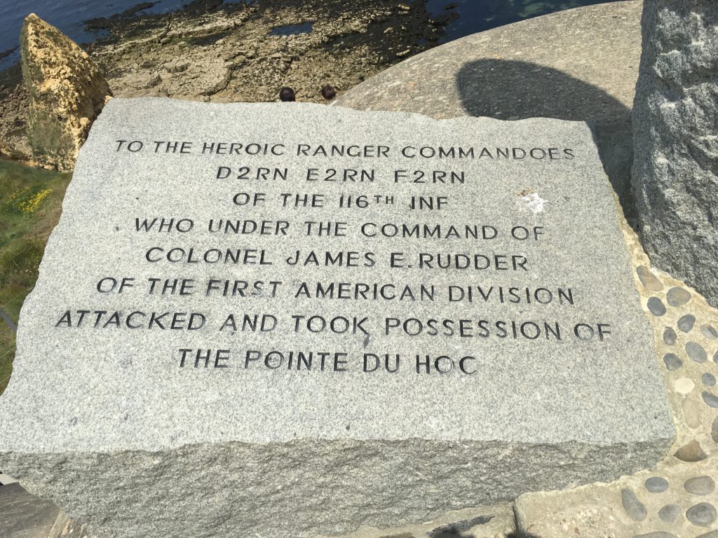 This plaque is part of the Point du Hoc monument in Normandy France.