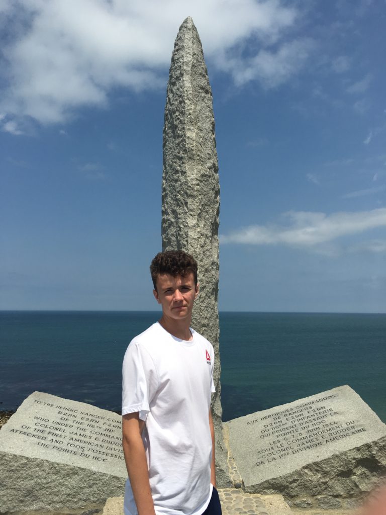 Riley at Point du Hoc monument. Holy ground for Army Rangers.